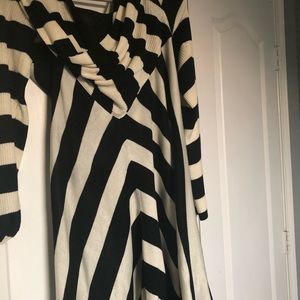 Cream and black stripped sweater dress